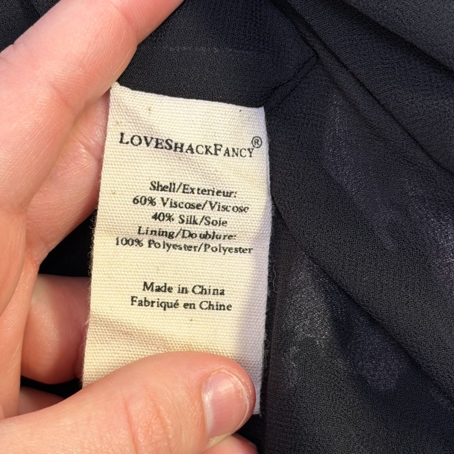 LoveShackFancy Black Floral Midi Dress Short Flutter Sleeves Size 2