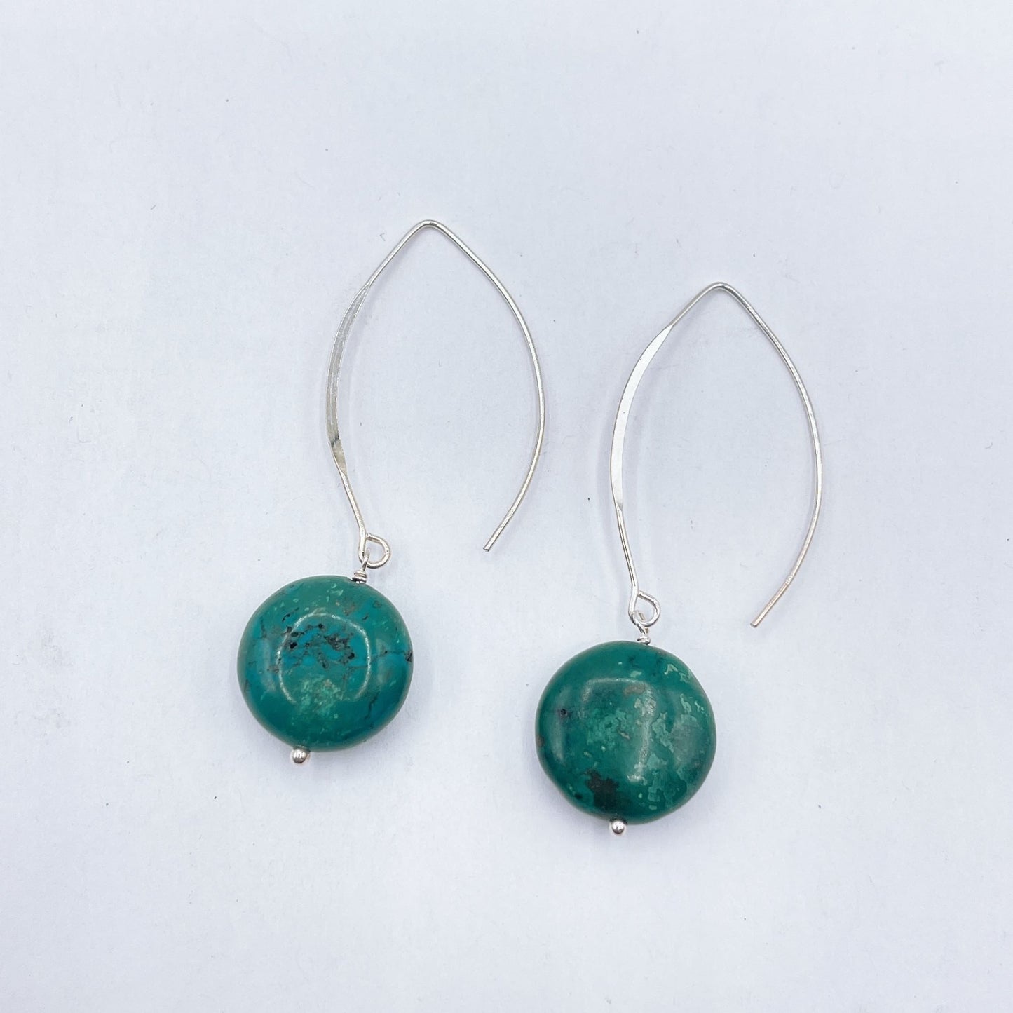 Minimalist Green Stone Sterling Silver Dangle Earrings