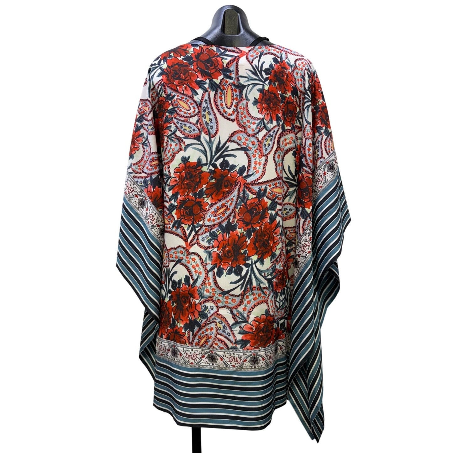 Badgley Mischka Floral Paisley 2-Piece Blouse & Pants Set Red Blue S