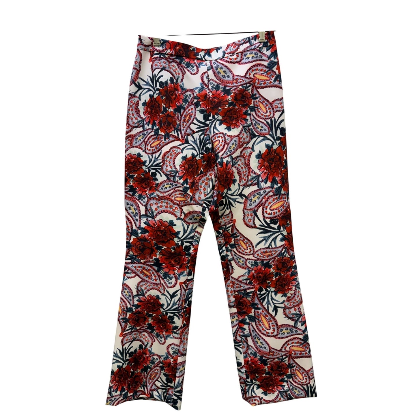 Badgley Mischka Floral Paisley 2-Piece Blouse & Pants Set Red Blue S