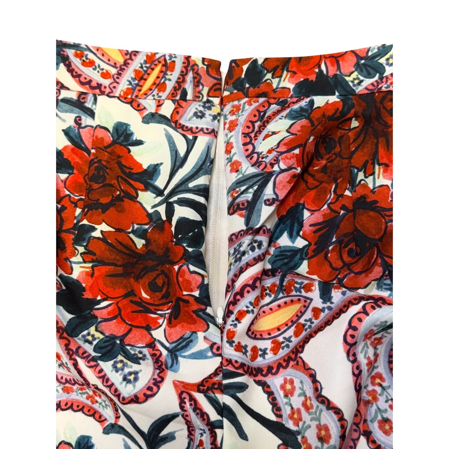 Badgley Mischka Floral Paisley 2-Piece Blouse & Pants Set Red Blue S