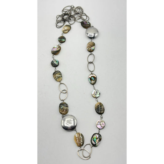 Sterling Silver & Abalone Shell Necklace 925