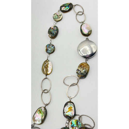 Sterling Silver & Abalone Shell Necklace 925