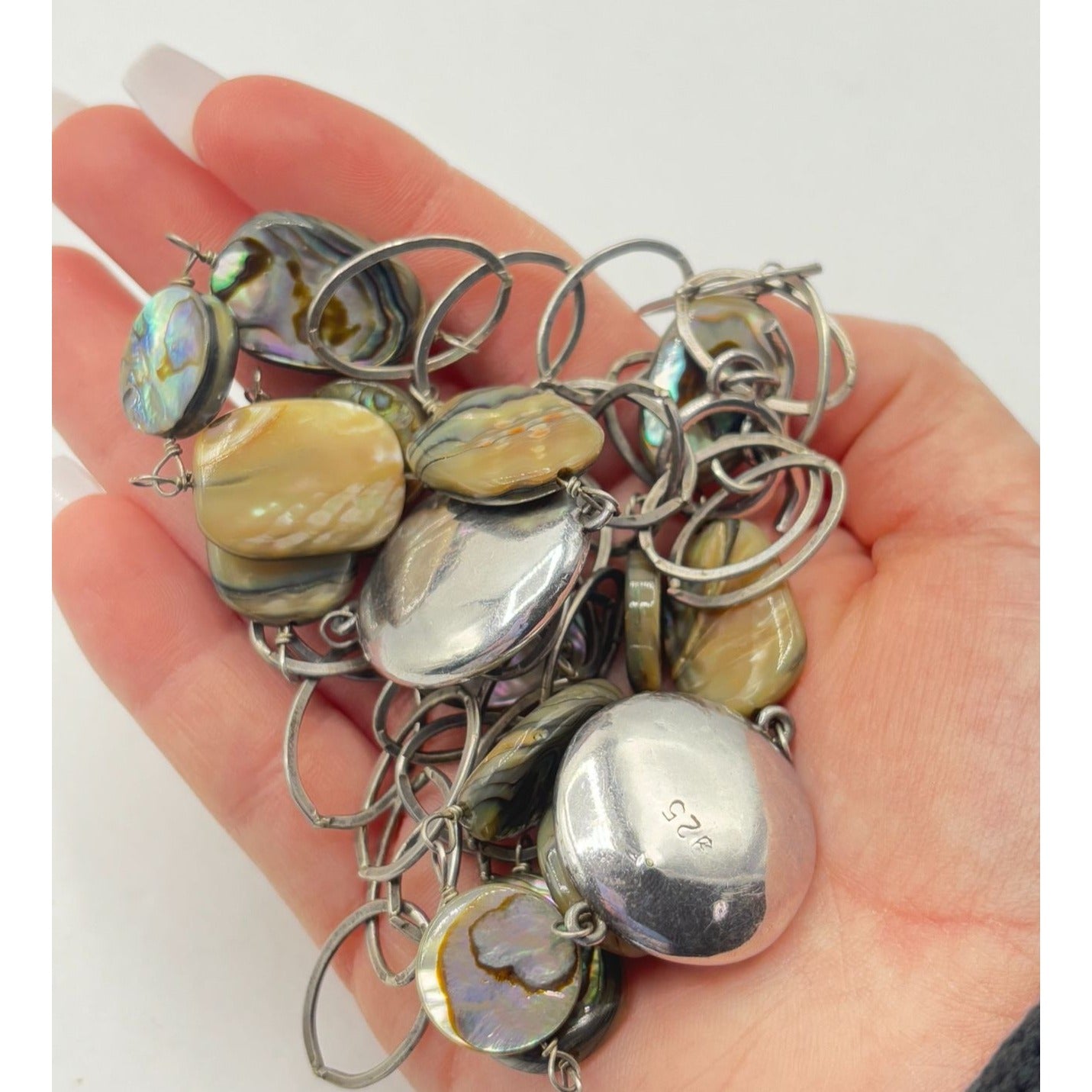 Sterling Silver & Abalone Shell Necklace 925
