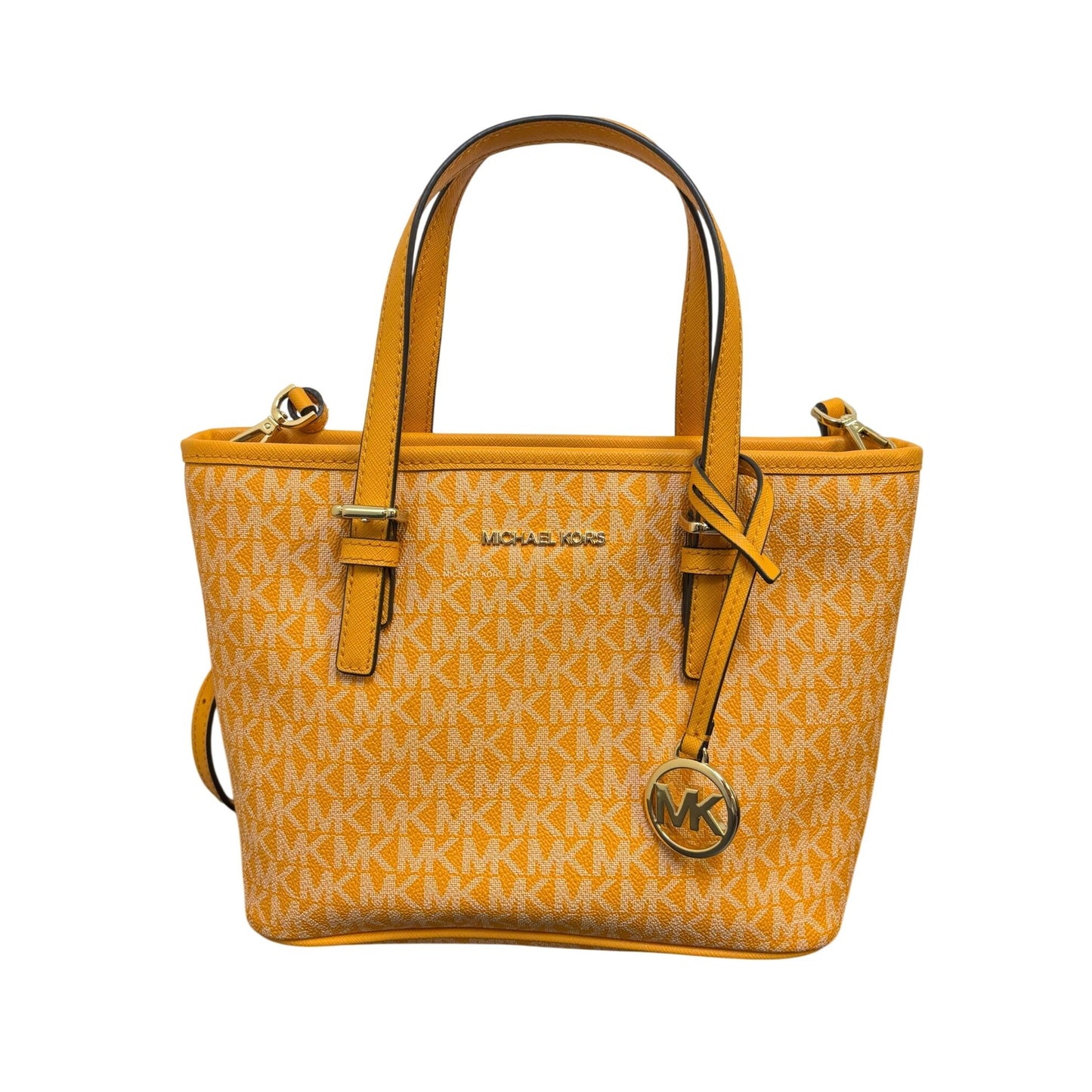 Michael Kors Jet Set Small Logo Jacquard Crossbody Tote Bag Orange