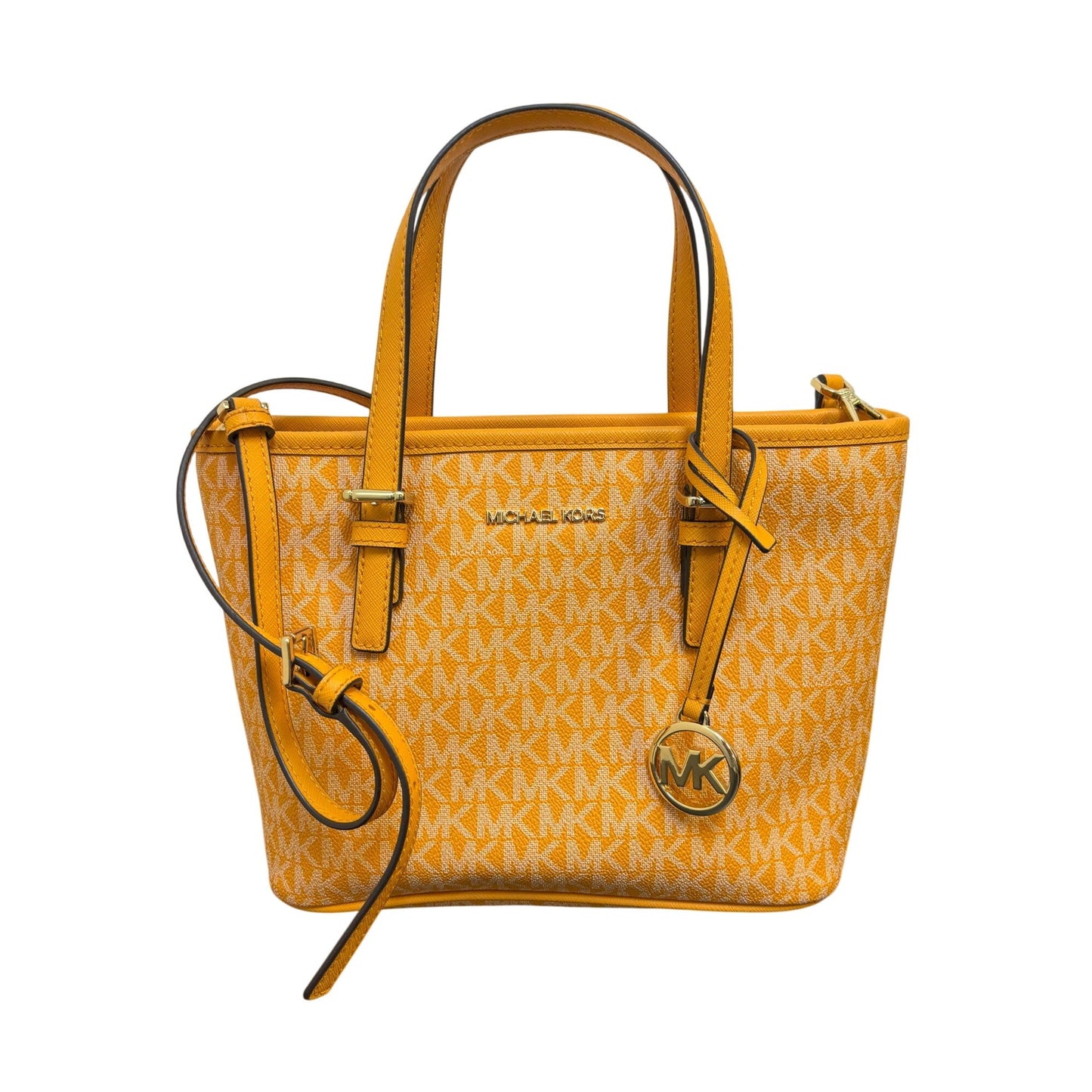 Michael Kors Jet Set Small Logo Jacquard Crossbody Tote Bag Orange