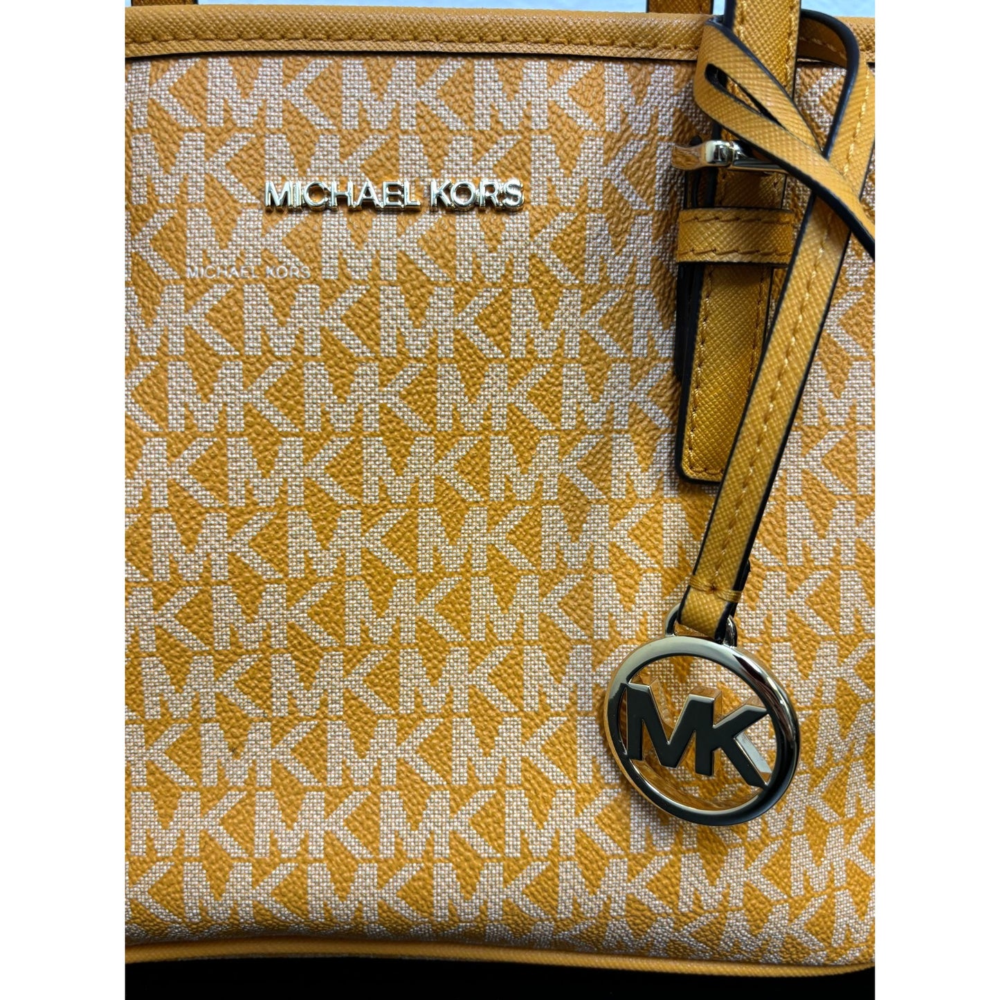 Michael Kors Jet Set Small Logo Jacquard Crossbody Tote Bag Orange