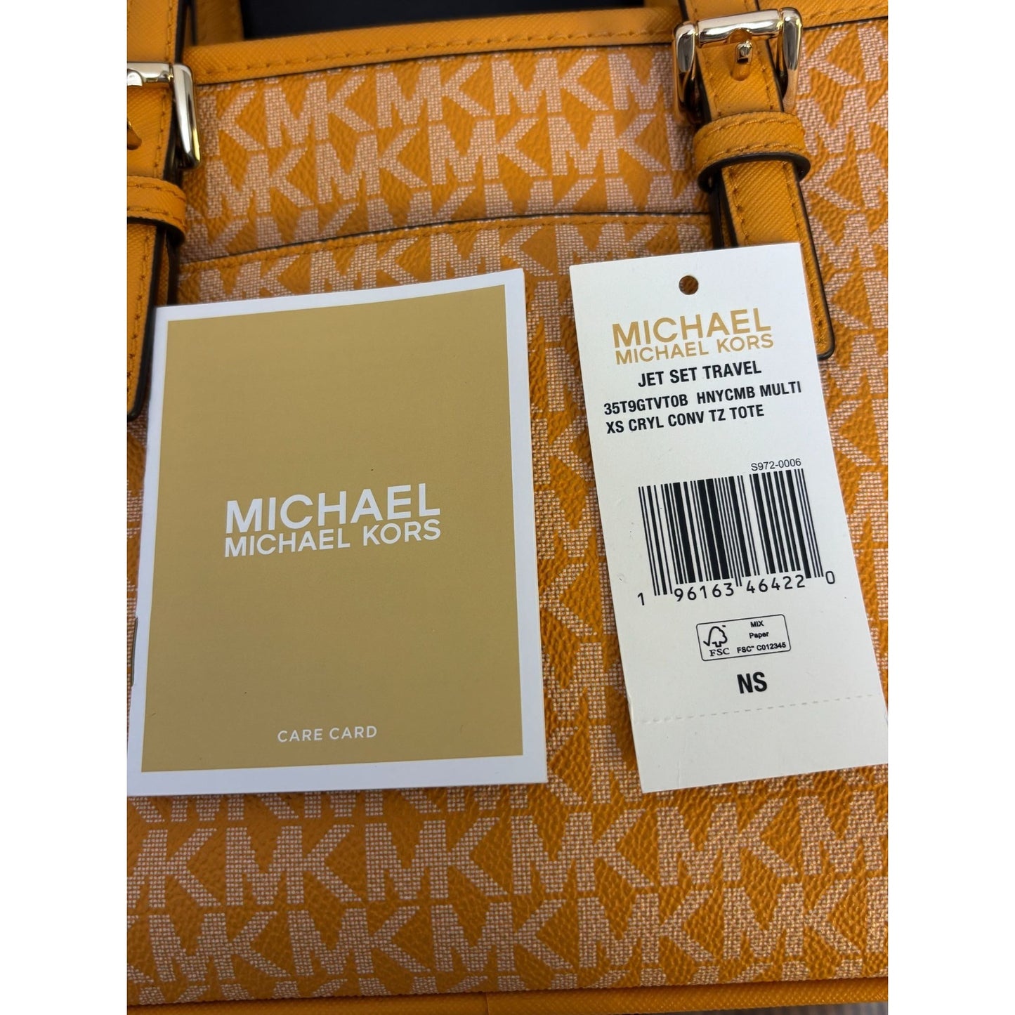 Michael Kors Jet Set Small Logo Jacquard Crossbody Tote Bag Orange
