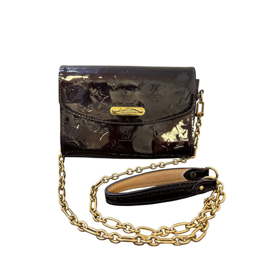 Louis Vuitton Vernis Monogram Patent Leather chocolate Brown crossbody w/Gold Hardware & Detachable Strap