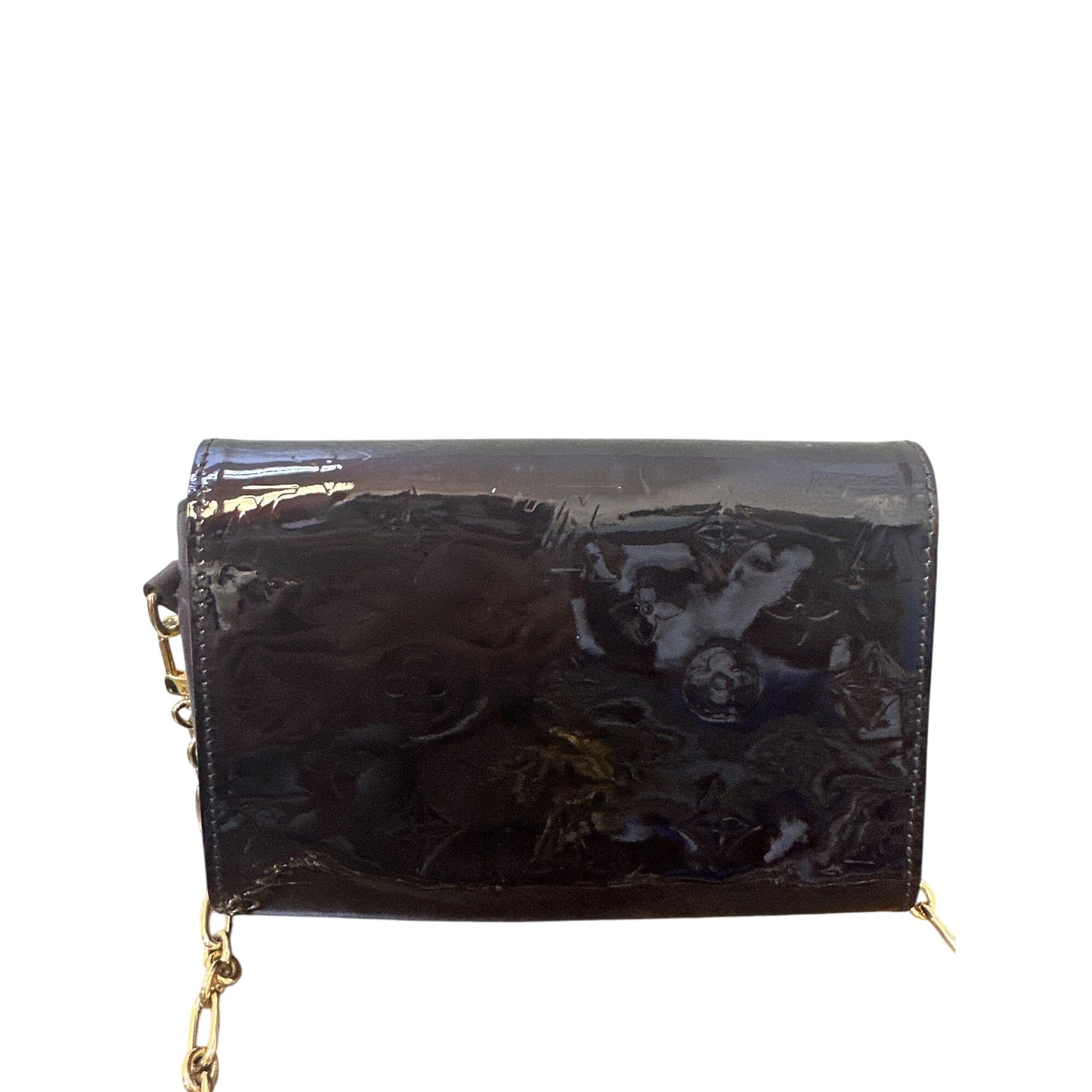 Louis Vuitton Vernis Monogram Patent Leather chocolate Brown crossbody w/Gold Hardware & Detachable Strap