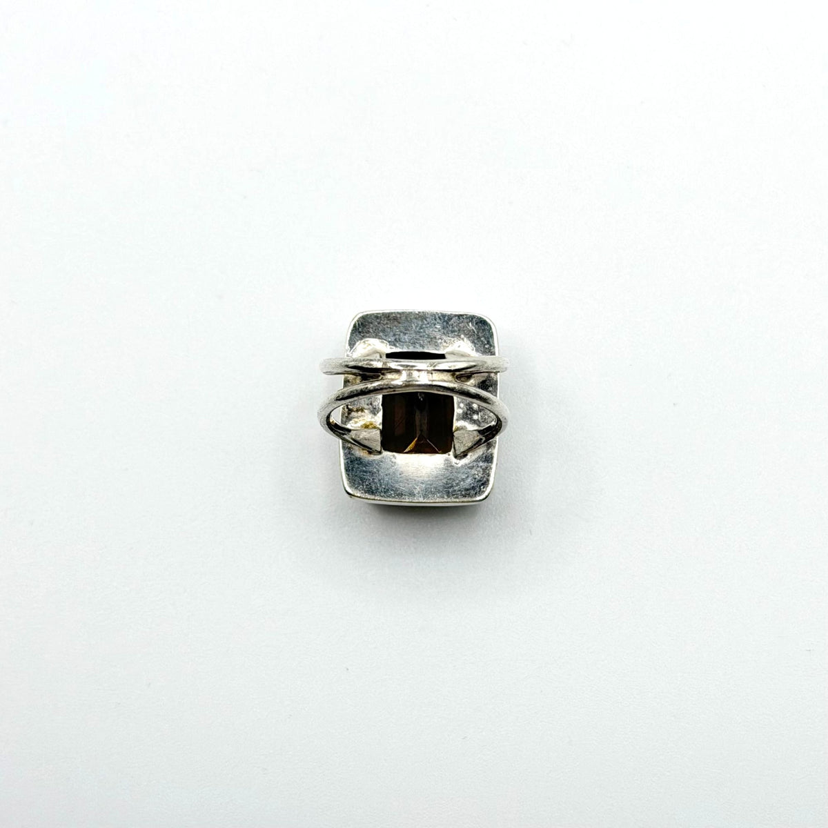 Sterling Silver Rectangular Smoky Quartz Handmade Ring Size 7.5