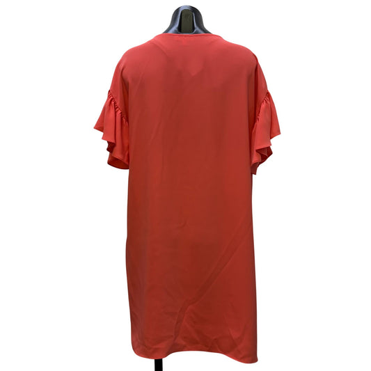 Anna Cate Coral Shift Dress With Ruffle Sleeves Size M