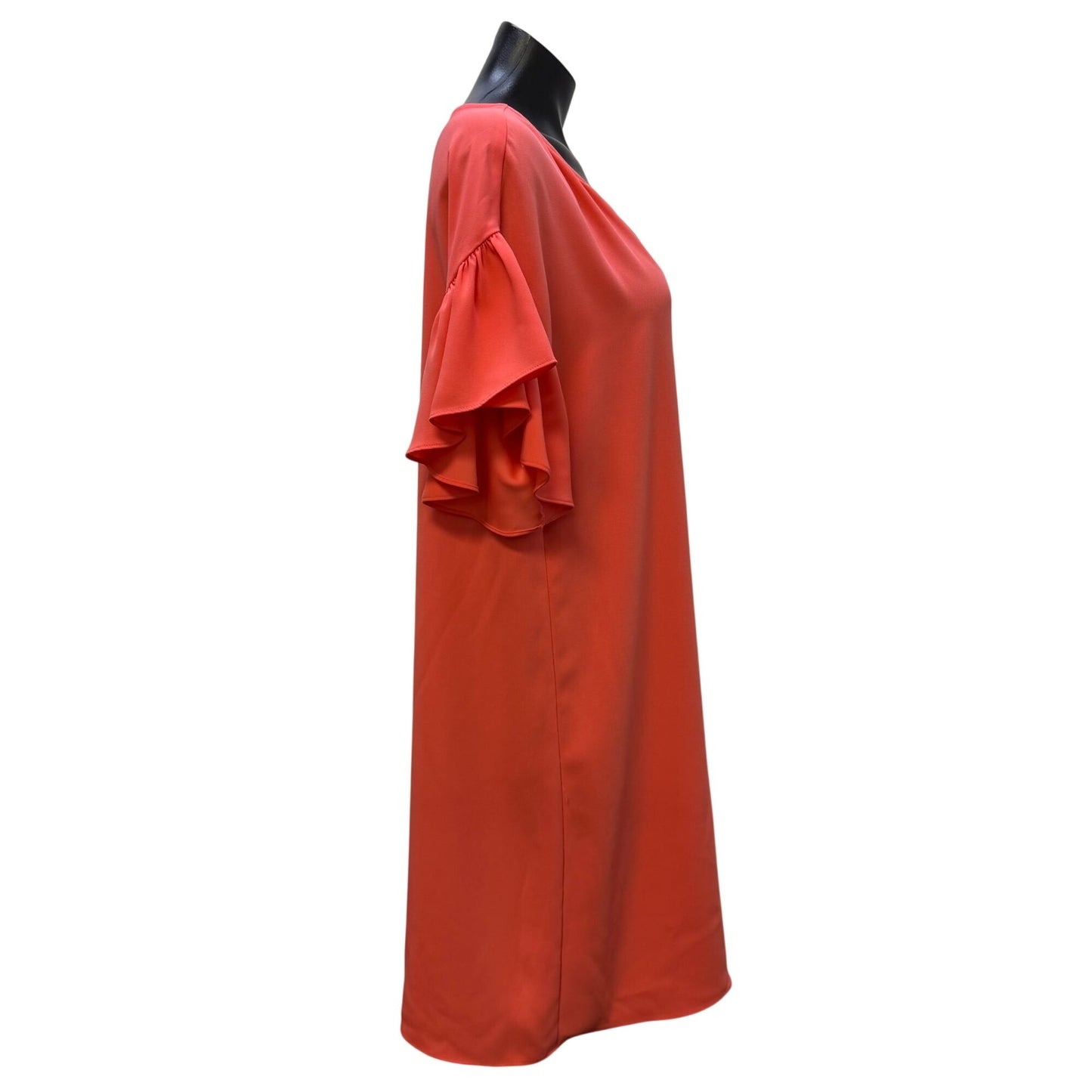 Anna Cate Coral Shift Dress With Ruffle Sleeves Size M