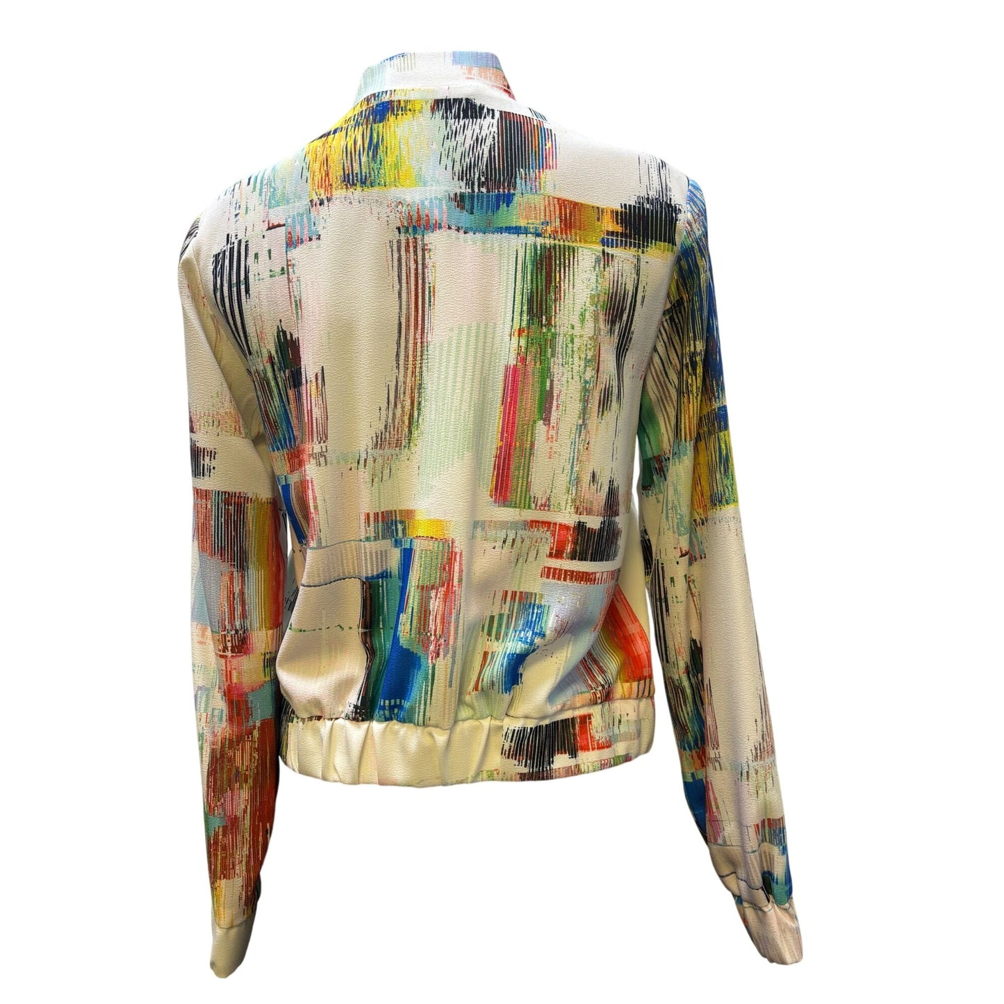 NWT Robert Graham Abstract Print Bomber Jacket White Multi S