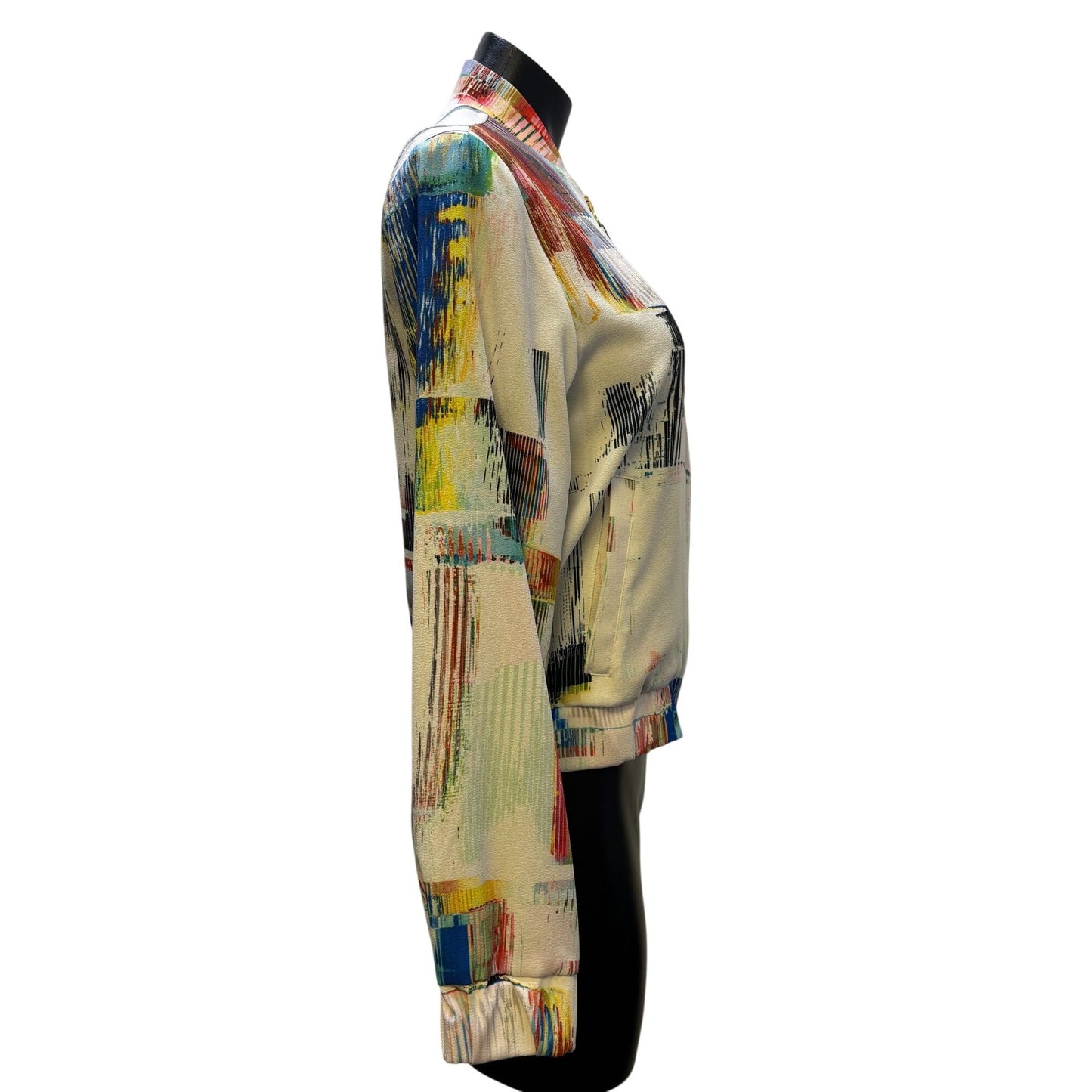 NWT Robert Graham Abstract Print Bomber Jacket White Multi S