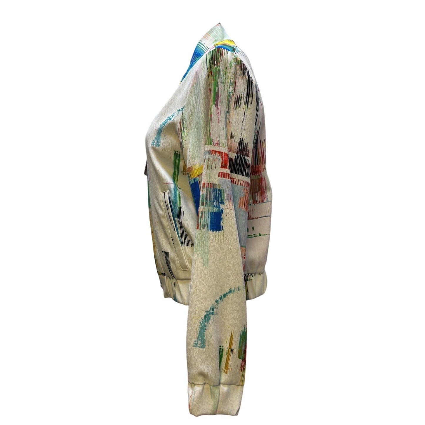 NWT Robert Graham Abstract Print Bomber Jacket White Multi S