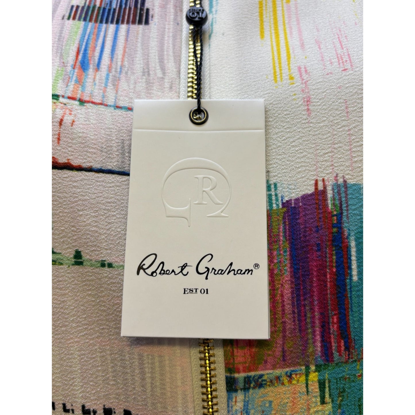 NWT Robert Graham Abstract Print Bomber Jacket White Multi S