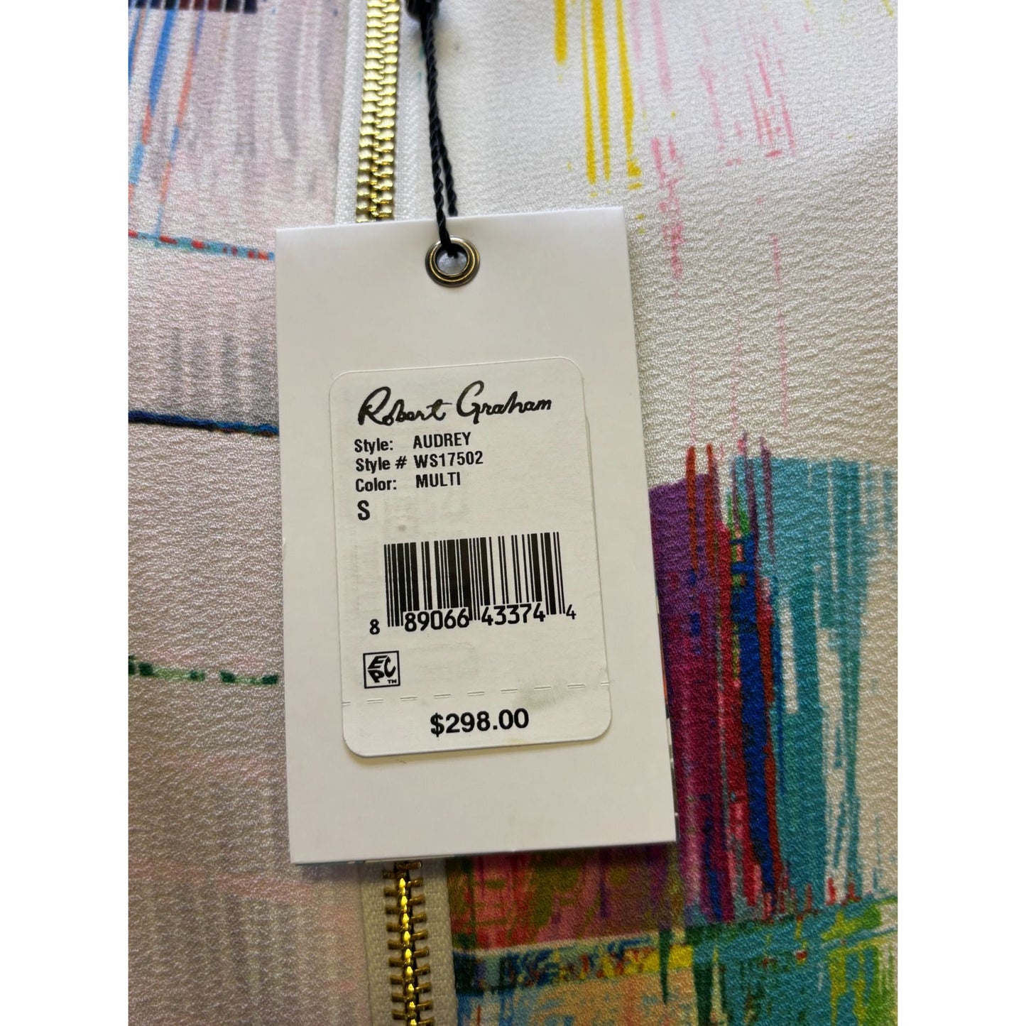 NWT Robert Graham Abstract Print Bomber Jacket White Multi S