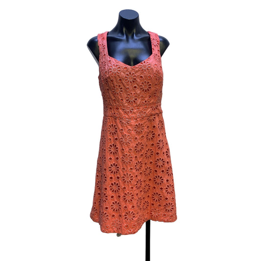 Maeve Anthropologie Orange Embroidered Eyelet Dress Size 6