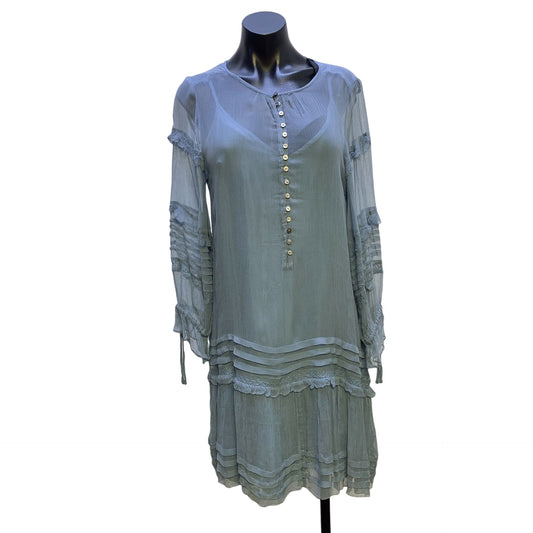 NWT Sundance Blue Longsleeve, Sheer Dress w/Slip Size Medium