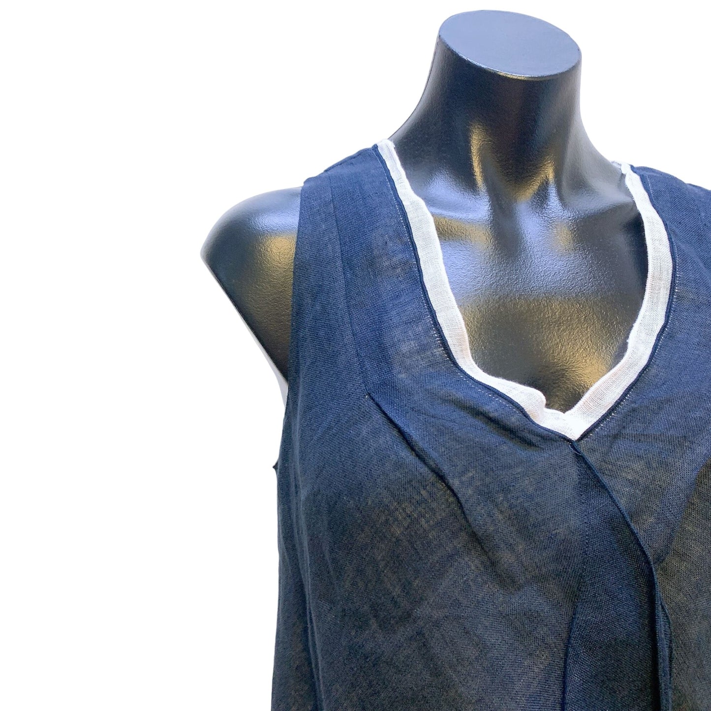 NWT Pepito's Positano Women's Sleeveless Top Linen Blue/White Made In Italy S