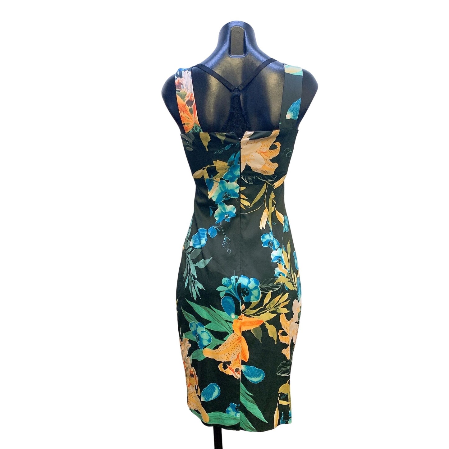 Karen Millen Floral Print Sleeveless Sheath Dress Size UK 10/US 6 Black Multicolor