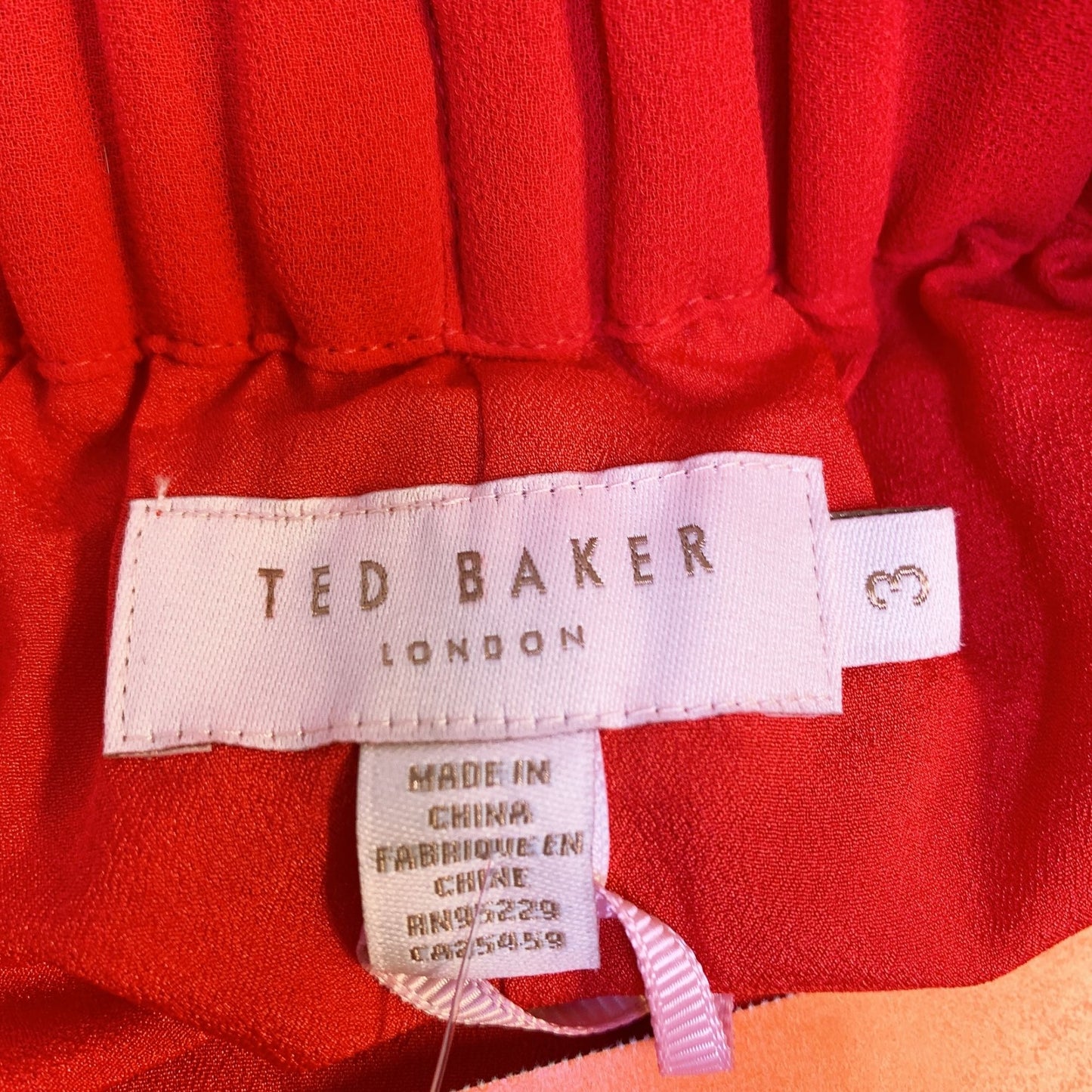 Ted Baker London NWT Red/Multi-colored High-low Pleated Dress w/Self Belt Size Small