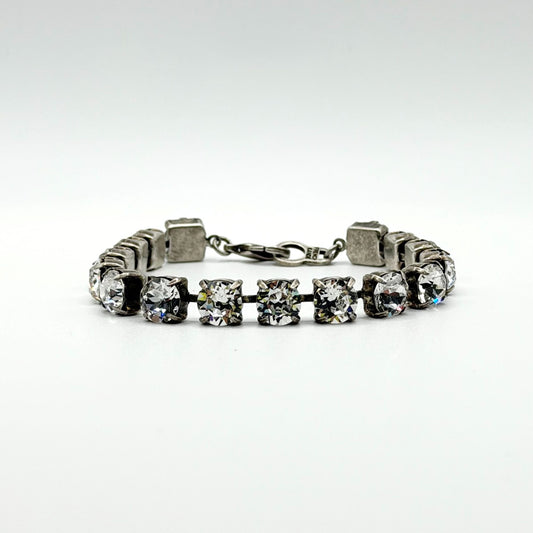 French Kande Silver-Tone Lily Bracelet With Clear Crystal Accents