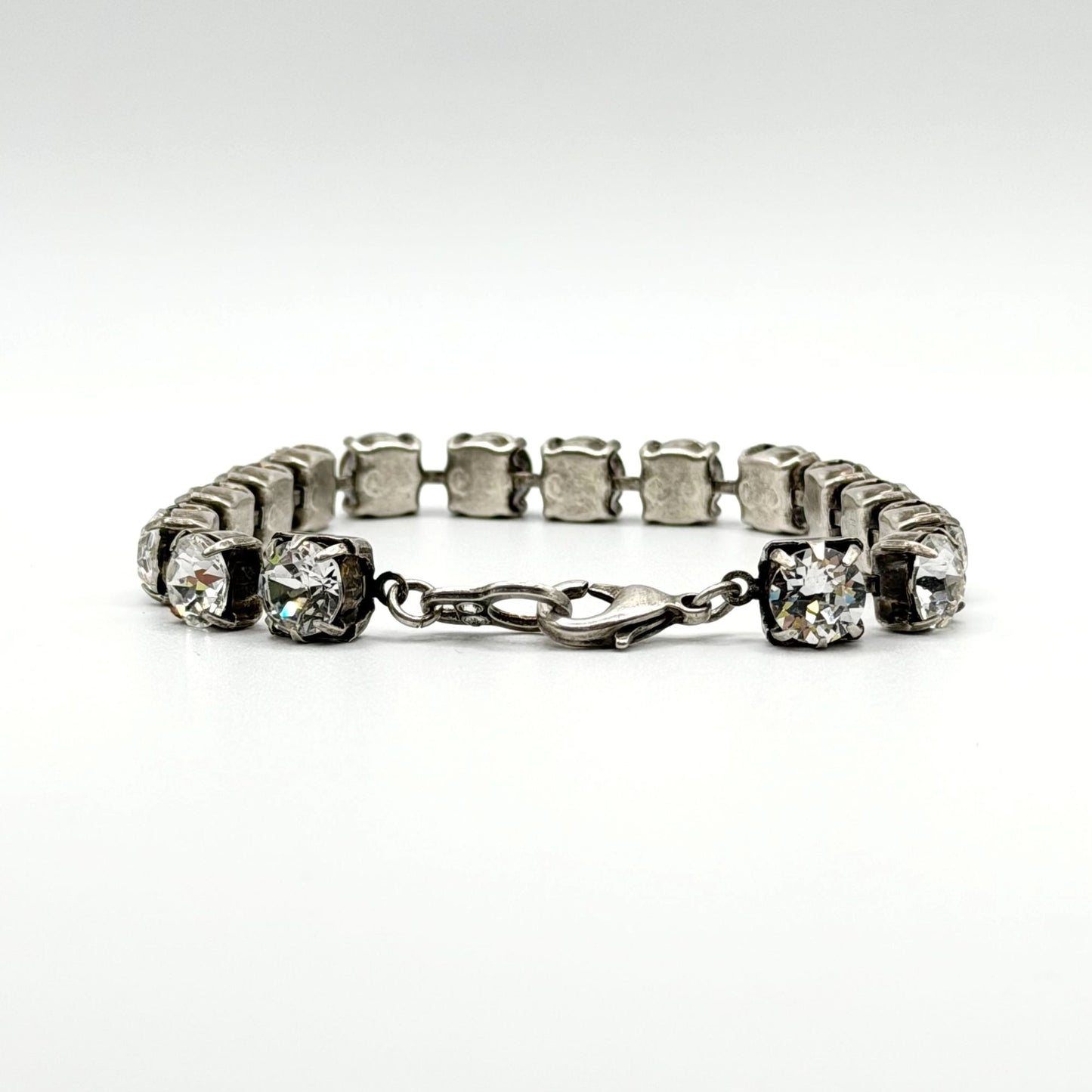 French Kande Silver-Tone Lily Bracelet With Clear Crystal Accents