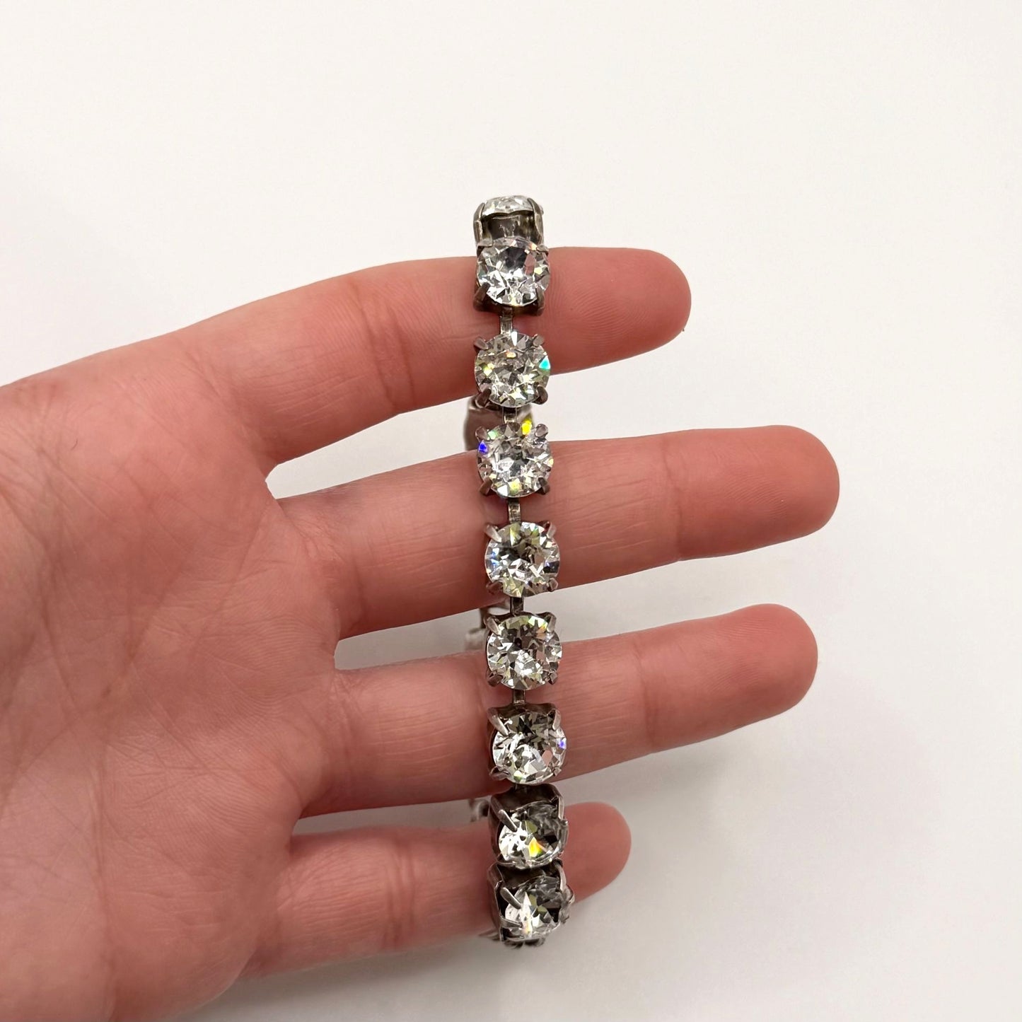 French Kande Silver-Tone Lily Bracelet With Clear Crystal Accents