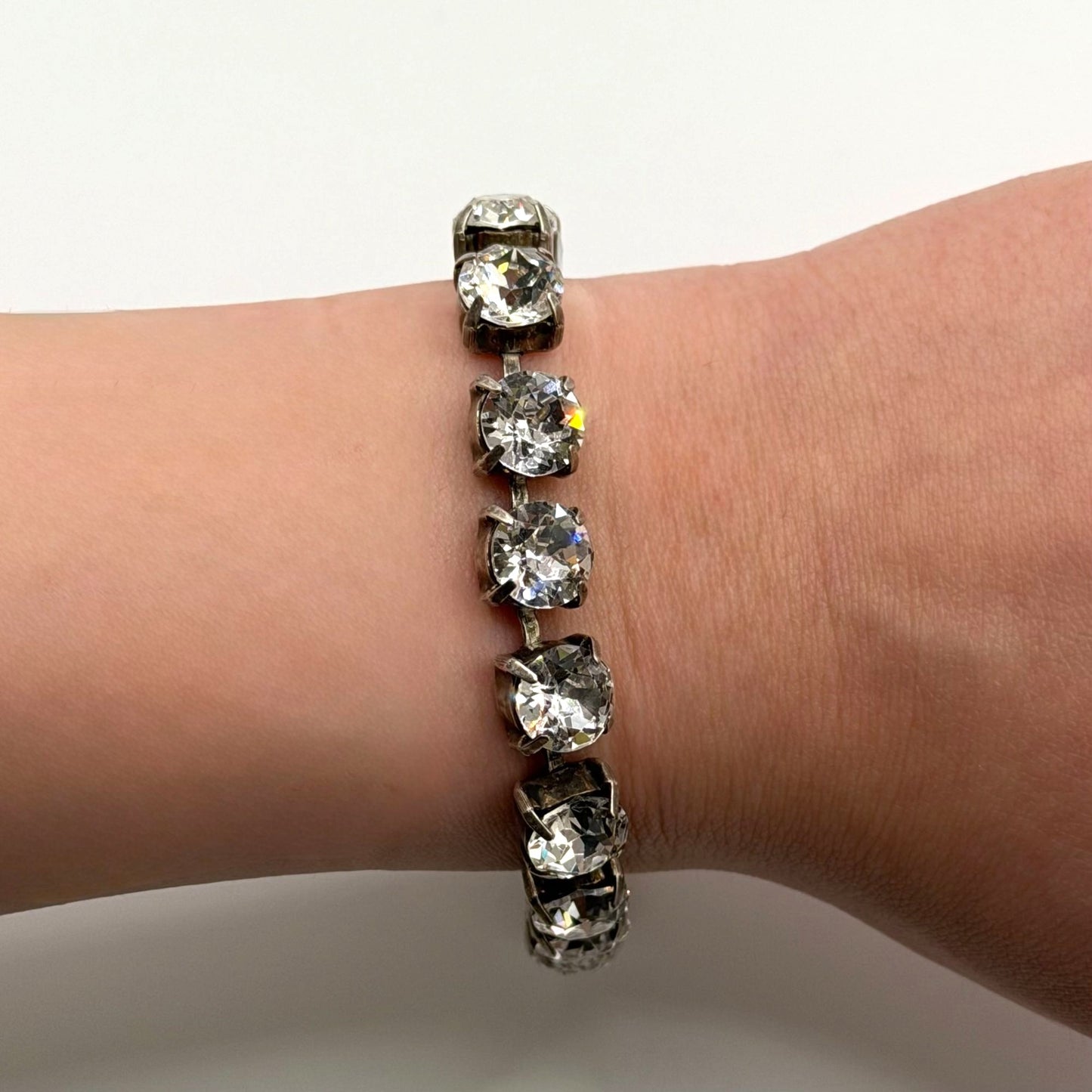 French Kande Silver-Tone Lily Bracelet With Clear Crystal Accents