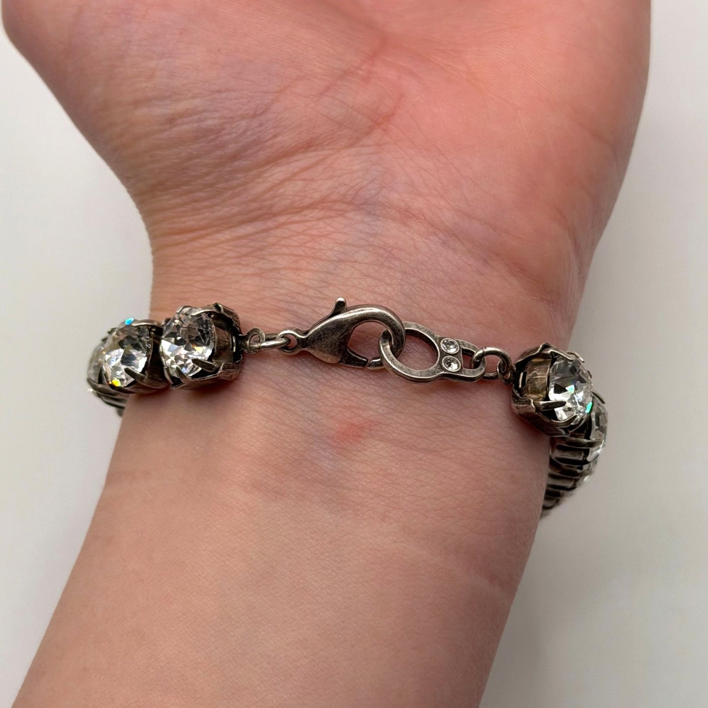 French Kande Silver-Tone Lily Bracelet With Clear Crystal Accents
