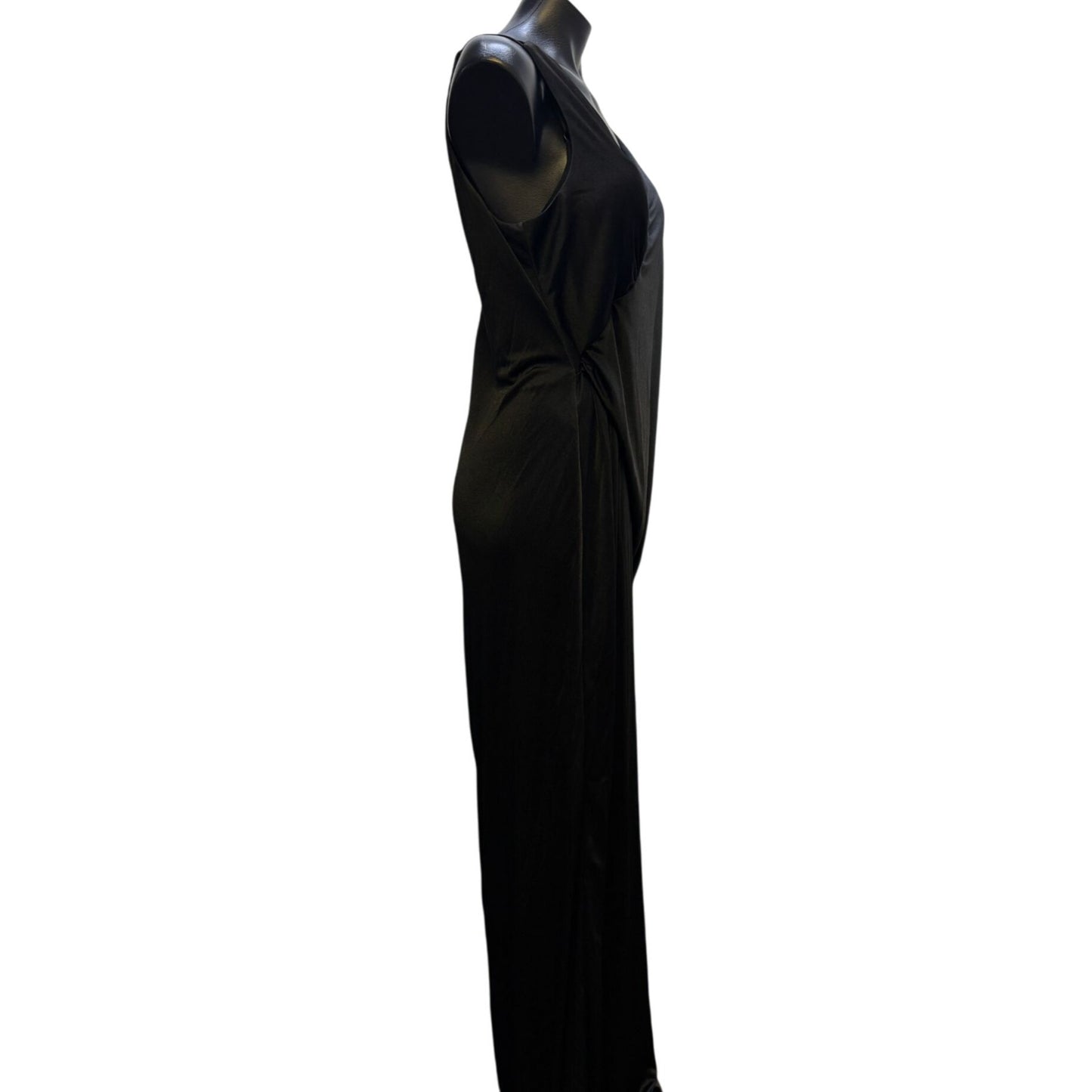 Wallis Vintage Black Evening Gown Dress Asymmetric Drape 16