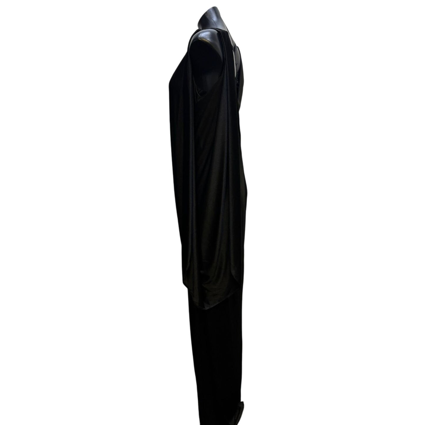 Wallis Vintage Black Evening Gown Dress Asymmetric Drape 16