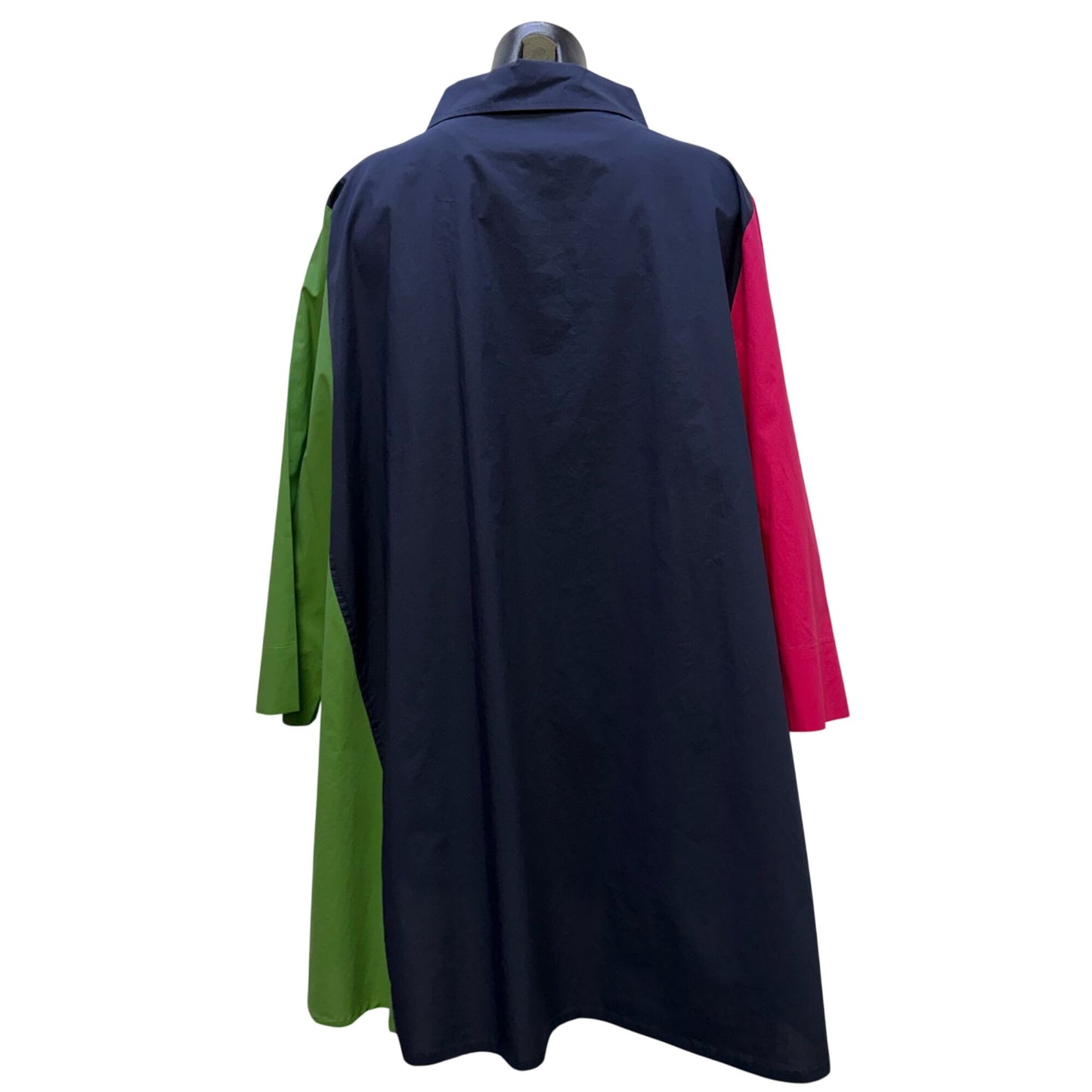 Alembika Colorblock Button-Down Blouse Navy Green Pink Size 6/16-18