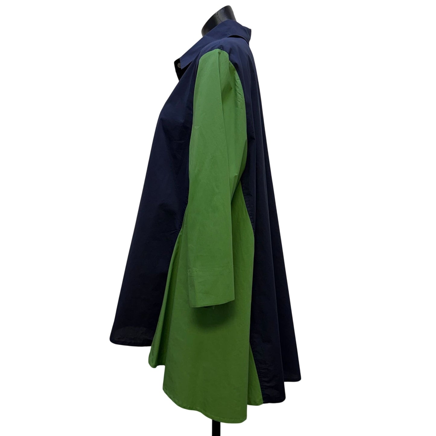 Alembika Colorblock Button-Down Blouse Navy Green Pink Size 6/16-18