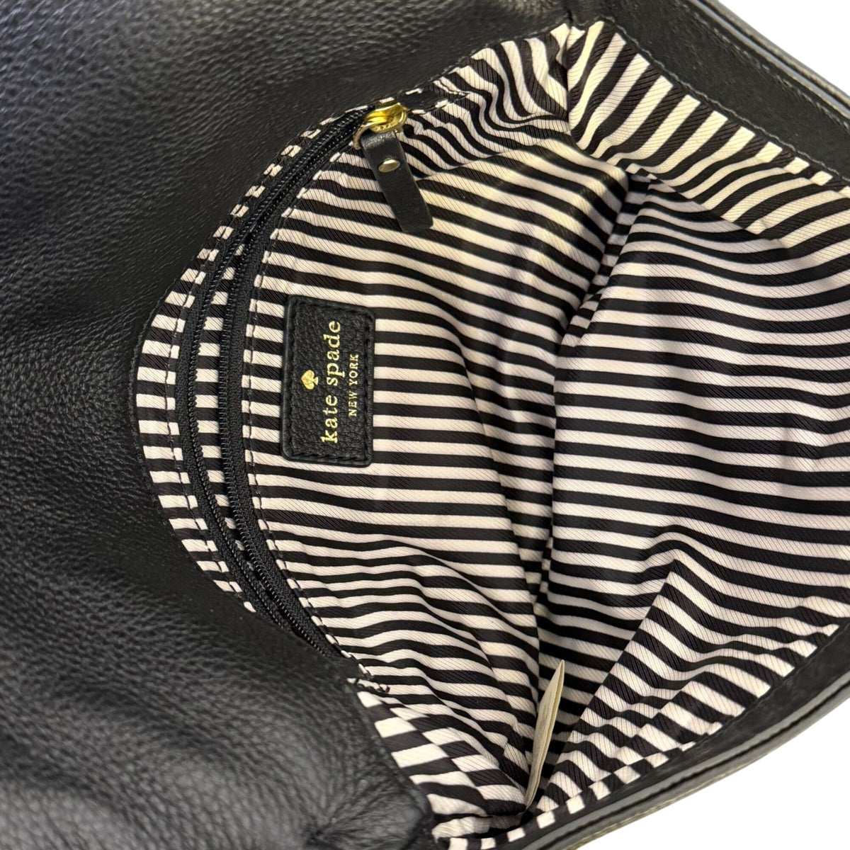 Kate Spade Black Leather Crossbody Bag With Gold Strap