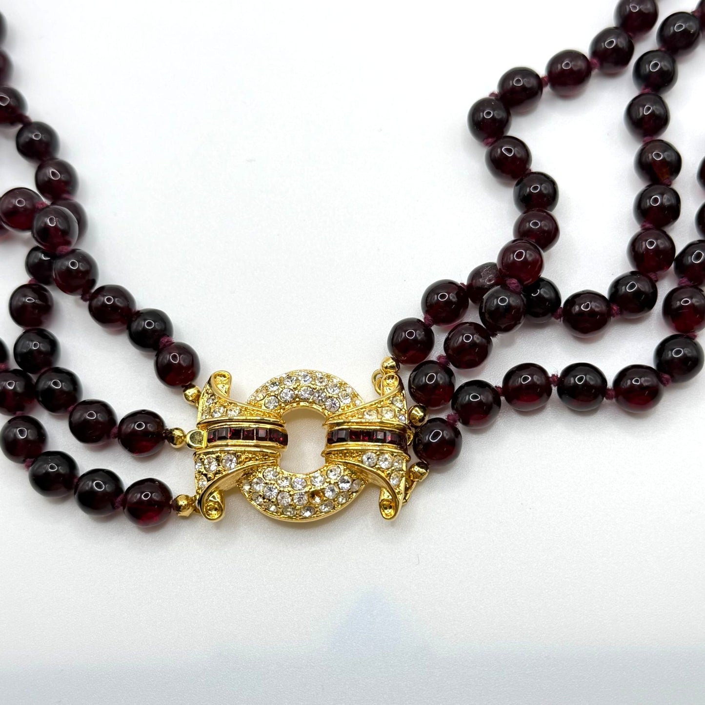 Nolan Miller Glamour Collection 3 Strand Bordeaux Simulated Garnet Necklace