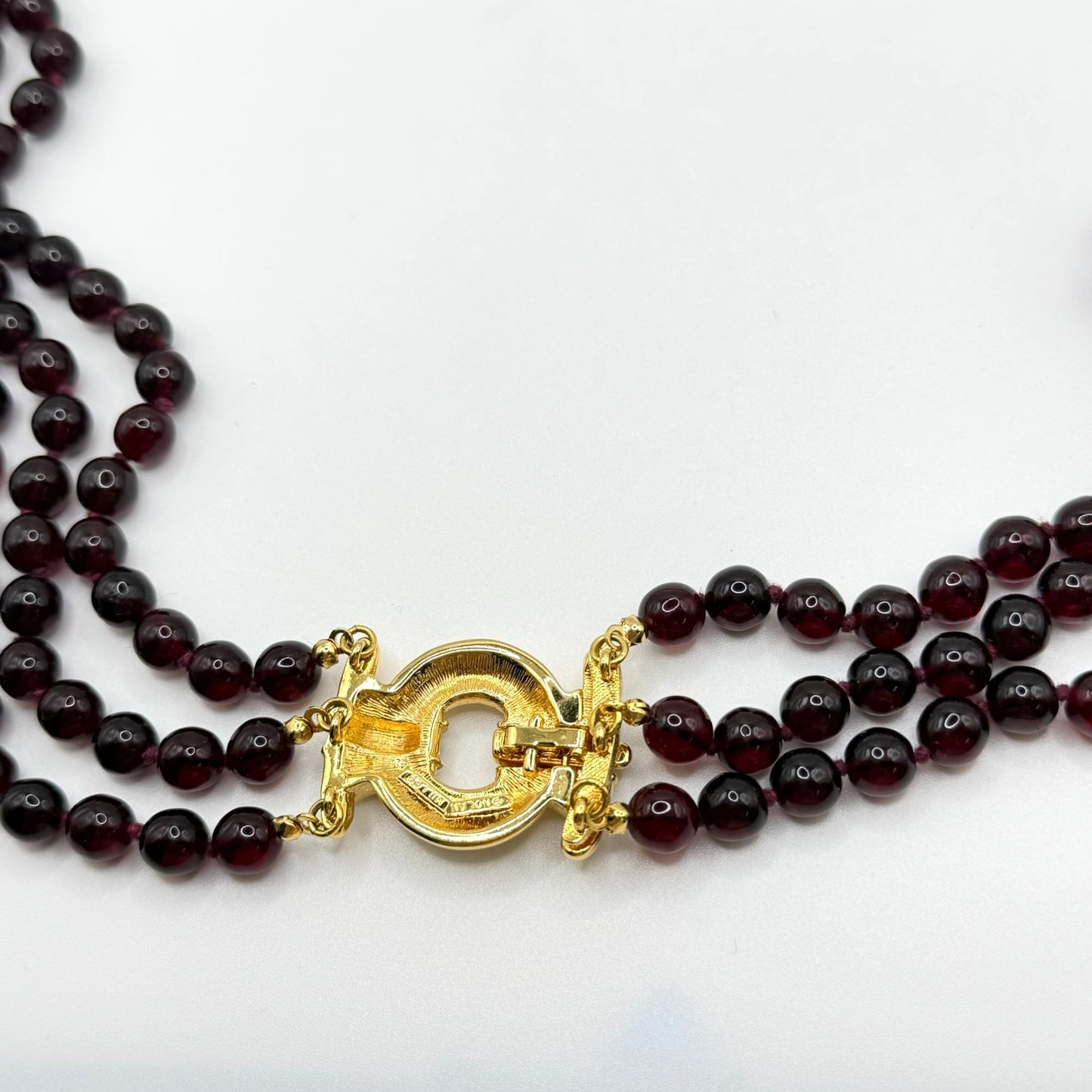 Nolan Miller Glamour Collection 3 Strand Bordeaux Simulated Garnet Necklace