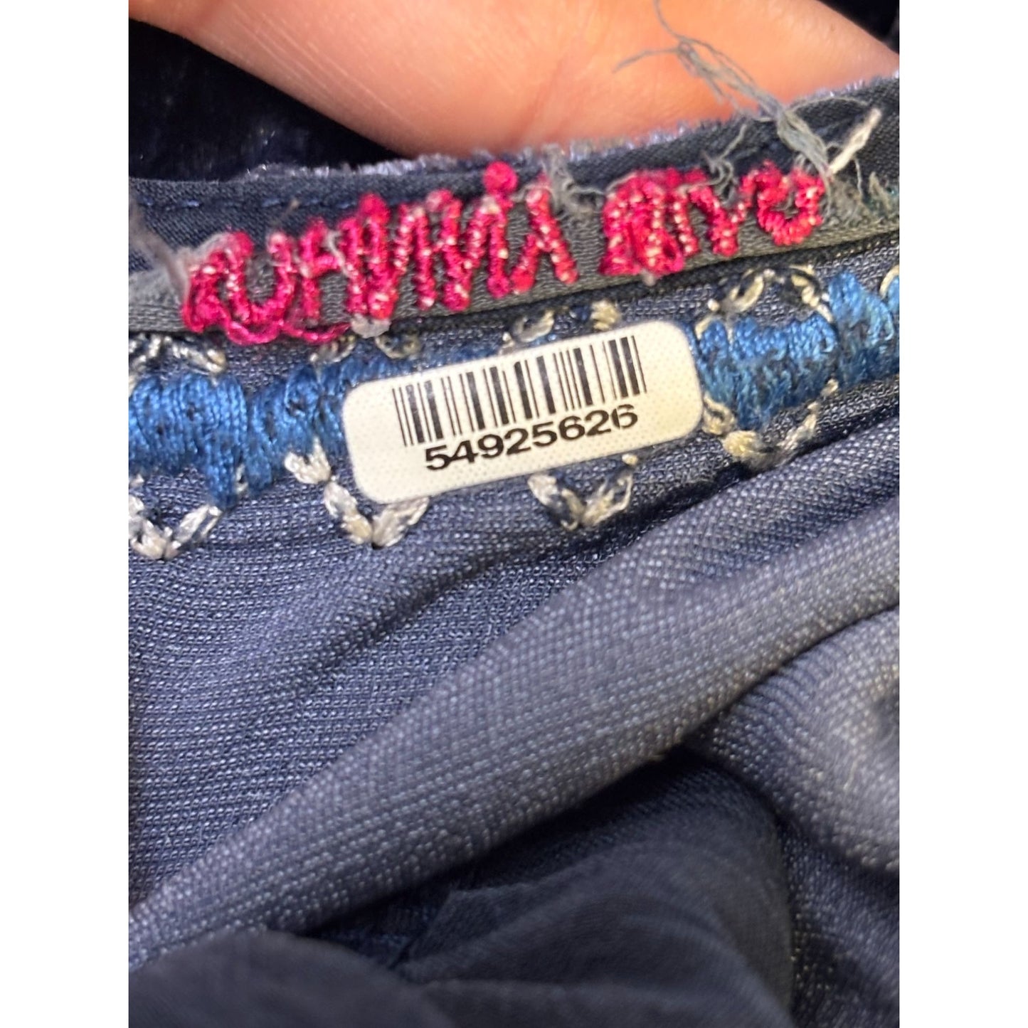 Johnny Was Blue Velvet Embroidered Pullover Tunic Top M