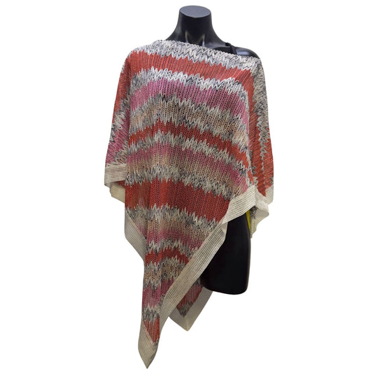 Missoni Crochet Multicolor Zigzag Poncho Italy OS