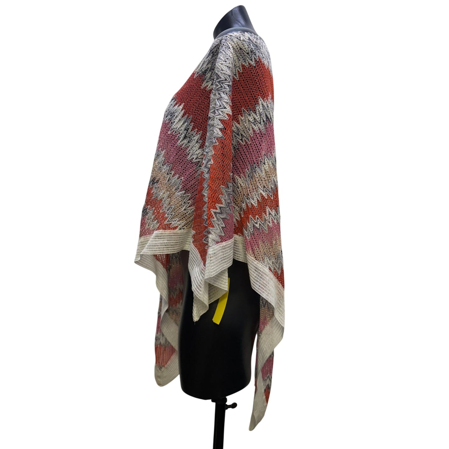Missoni Crochet Multicolor Zigzag Poncho Italy OS