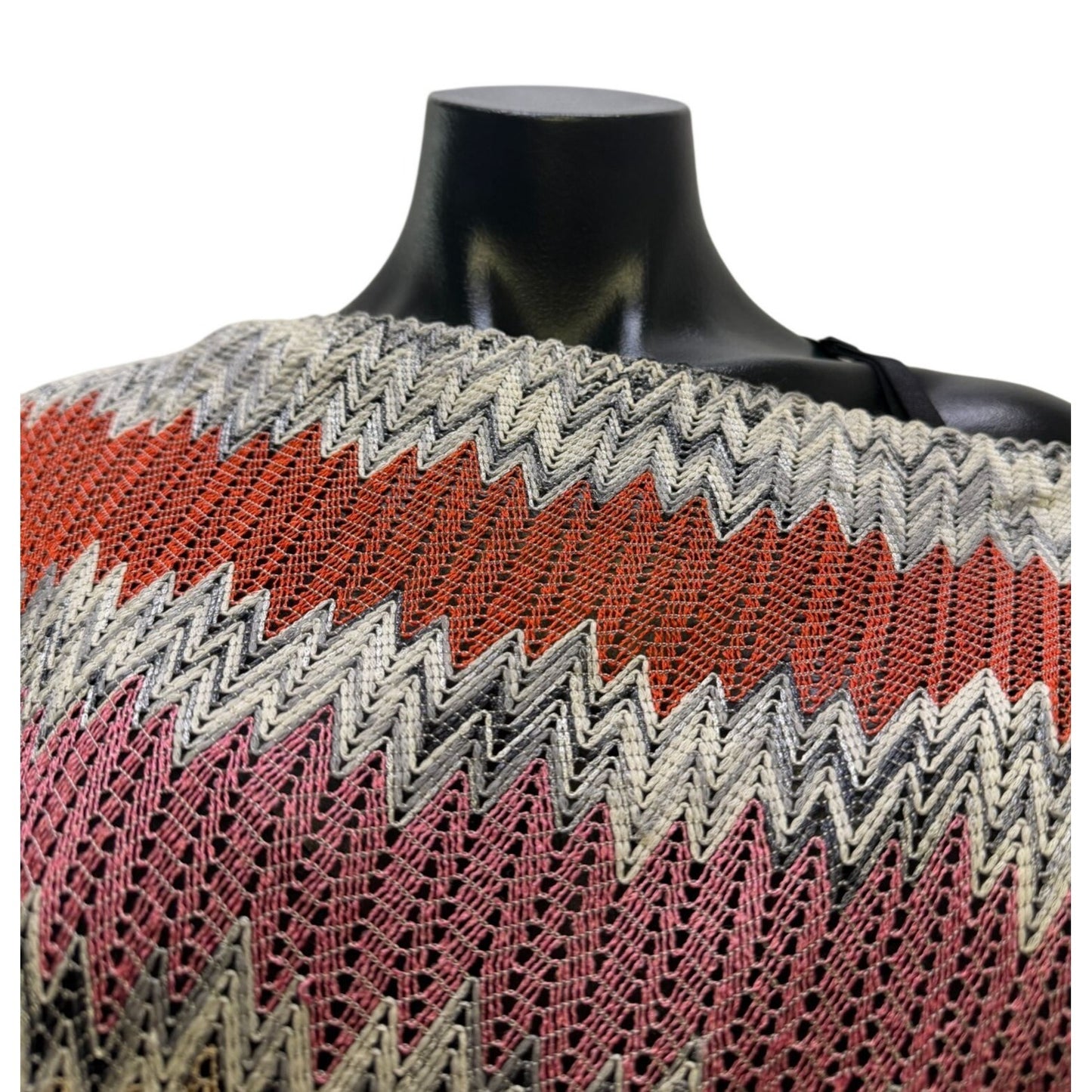 Missoni Crochet Multicolor Zigzag Poncho Italy OS