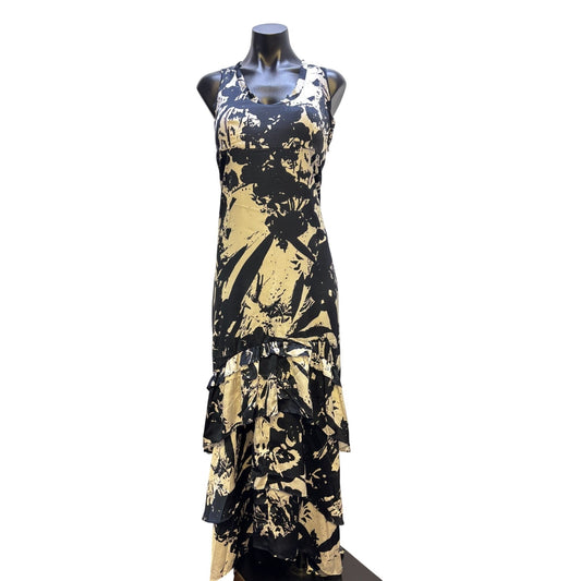 Banana Republic Sleeveless Abstract Print Ruffle Hem Maxi Dress 4
