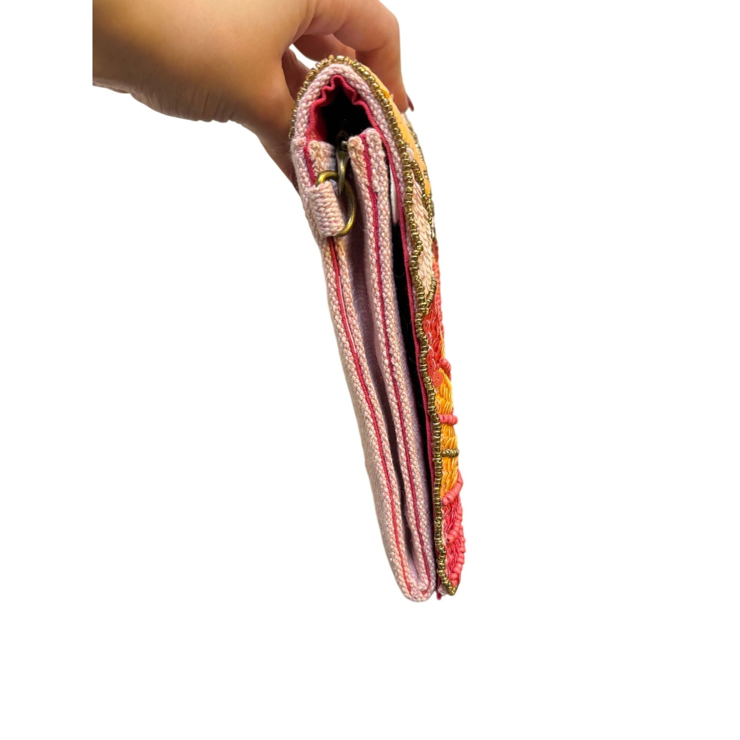 America & Beyond NWT Beaded Floral Clutch Multicolor