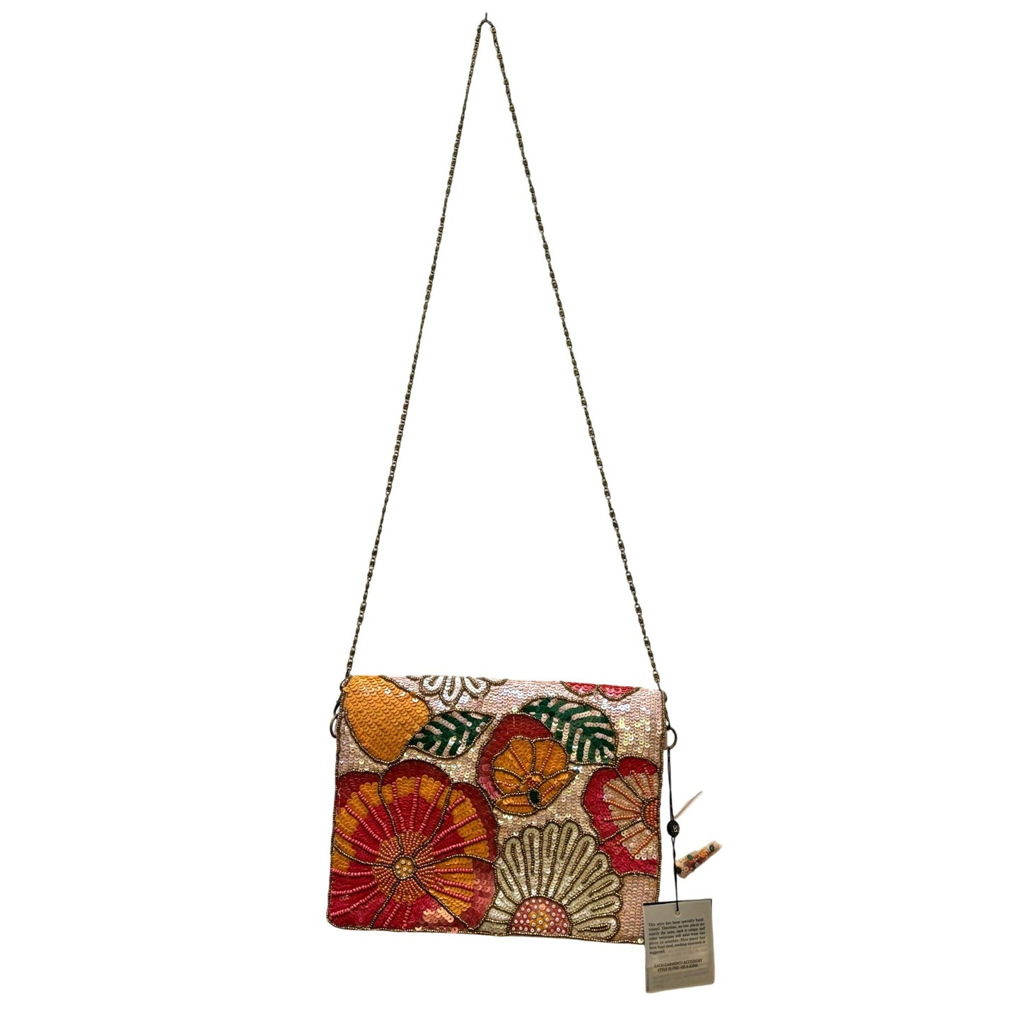 America & Beyond NWT Beaded Floral Clutch Multicolor
