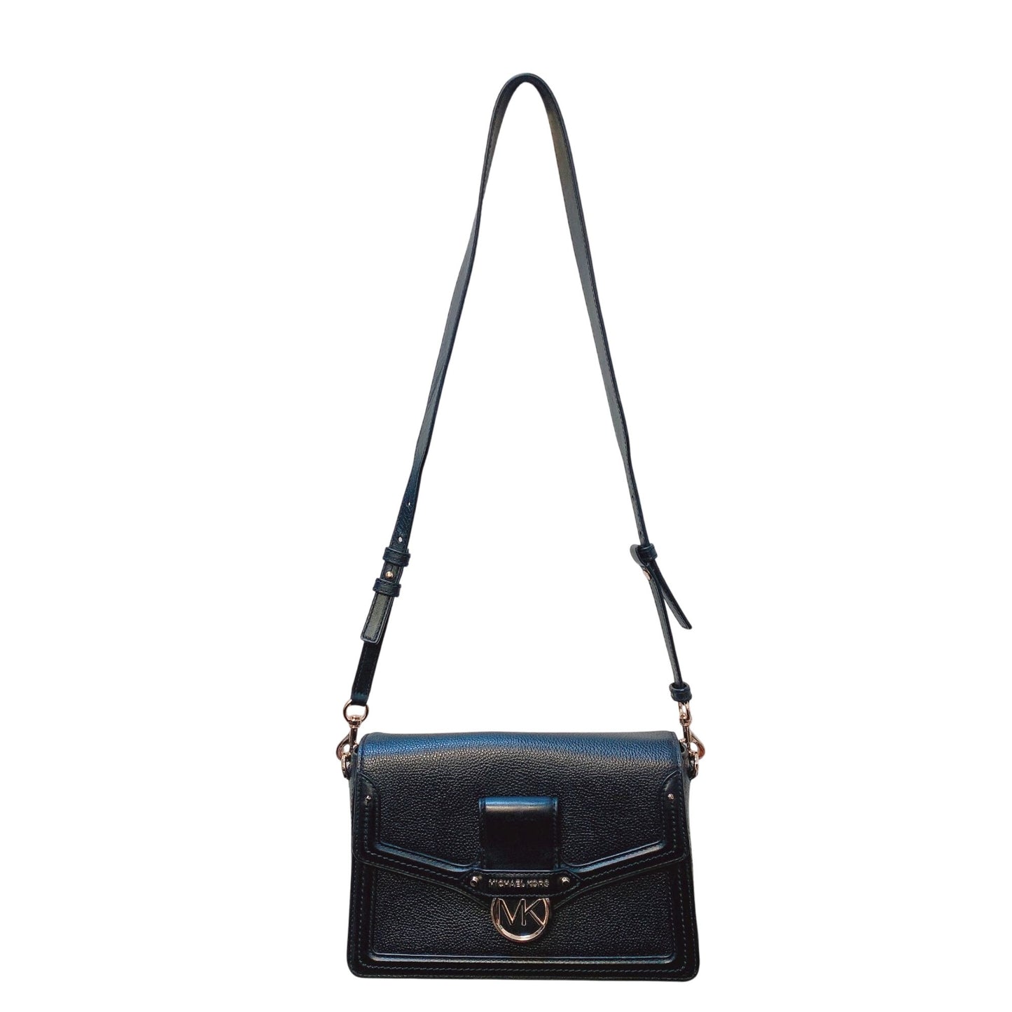 Michael Kors Black Crossbody Bag With Gold Accents & Adjustable Strap