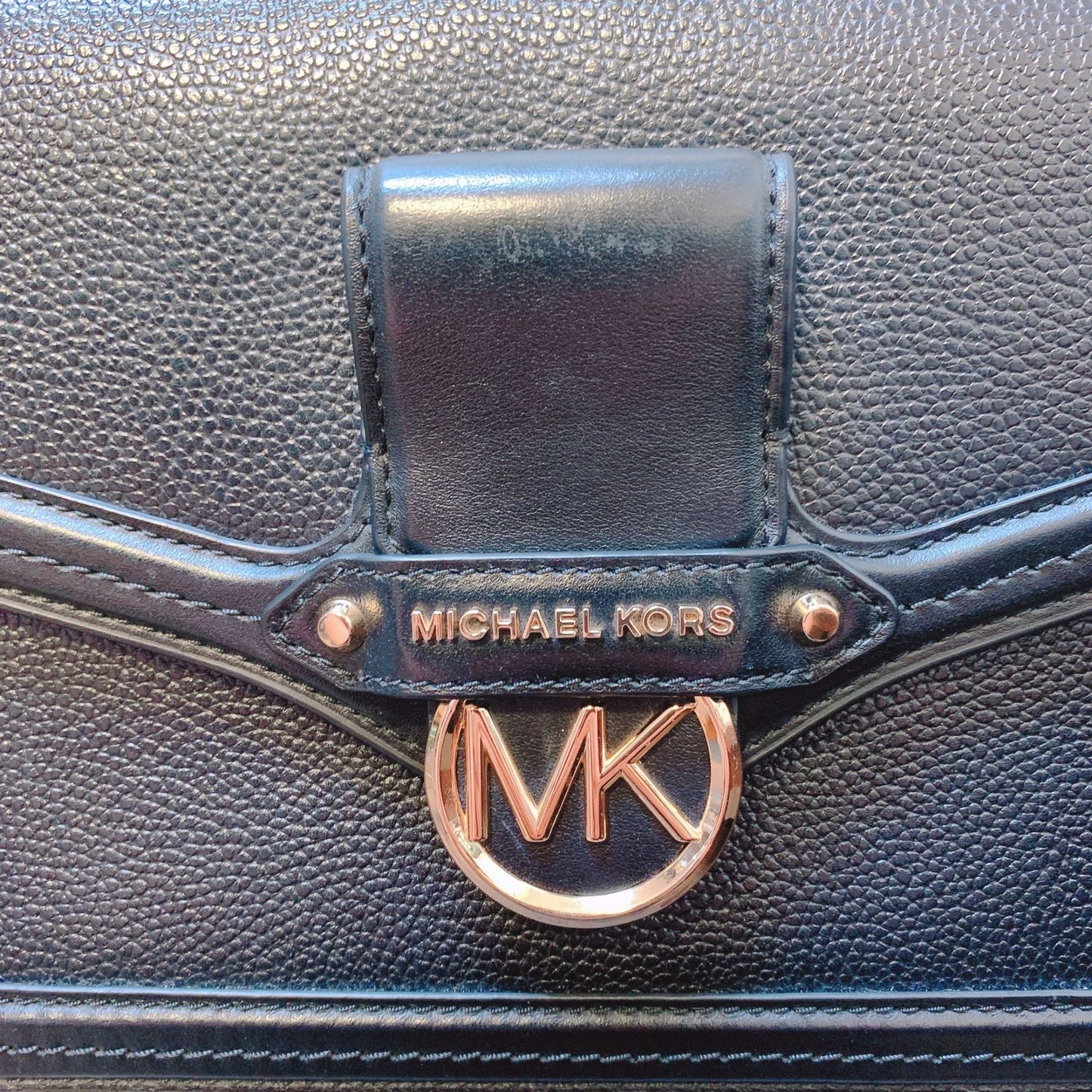 Michael Kors Black Crossbody Bag With Gold Accents & Adjustable Strap