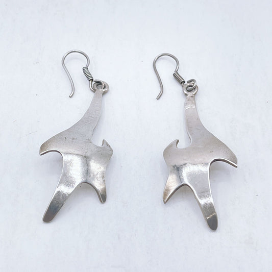 925 Silver Flame Shape Dangle Earrings Medium