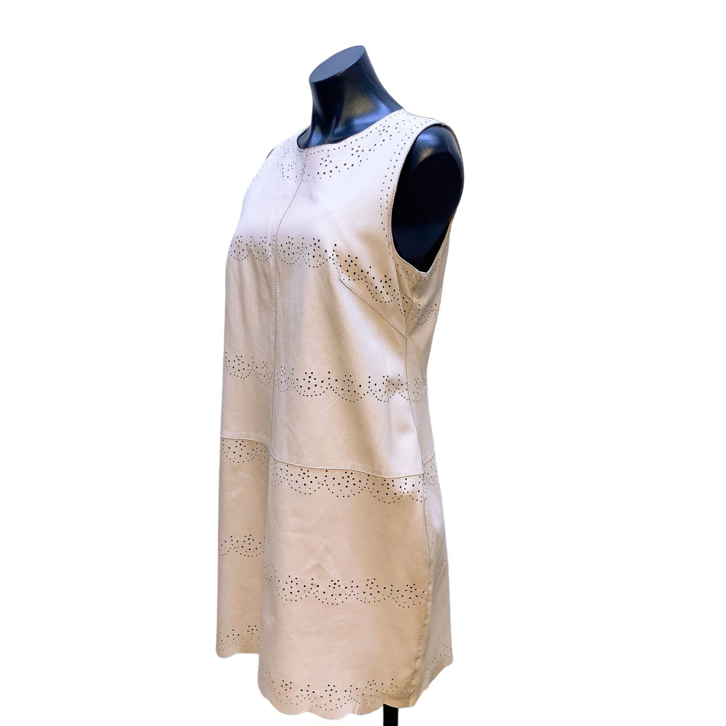 NWT French Connection Genuine Leather Pavlova Dress10 Beige